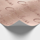 Vrolijk kerstRoos Gold Glitter Script Elegant Cadeaupapier (Hoek)