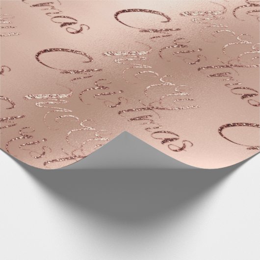 Vrolijk kerstRoos Gold Glitter Script Elegant Cadeaupapier (Hoek)