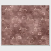 Vrolijk kerstRoos Gold Glitter Script Kus Lips Cadeaupapier (Vlak)