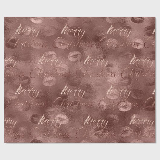 Vrolijk kerstRoos Gold Glitter Script Kus Lips Cadeaupapier (Vlak)