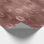 Vrolijk kerstRoos Gold Glitter Script Kus Lips Cadeaupapier (Hoek)