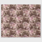 Vrolijk kerstRoos Gold Glitter Script Roos Roze Cadeaupapier (Vlak)