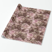 Vrolijk kerstRoos Gold Glitter Script Roos Roze Cadeaupapier (Uitgerold)