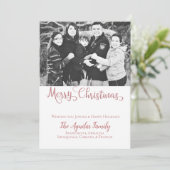 Vrolijk kerstRoos Gold Pink Faux Glitter Foto Feestdagenkaart (Staand voorkant)