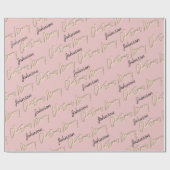 Vrolijk kerstRoos Gold Script Name Blush Cadeaupapier (Vlak)