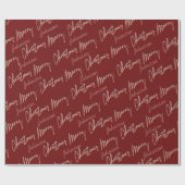 Vrolijk kerstRoos Gold Script Name Burgundy Cadeaupapier (Vlak)