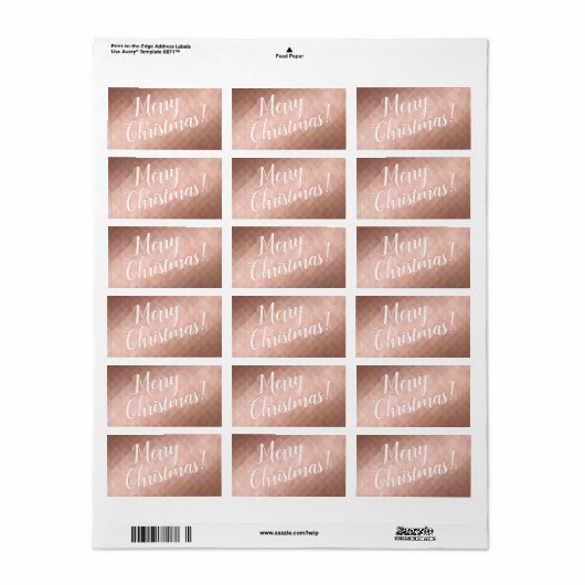 Vrolijk kerstroos goud minimaal etiket (Full Sheet)