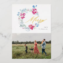 Vrolijk kerstroze blauwe Waterverf ventilator Wrea