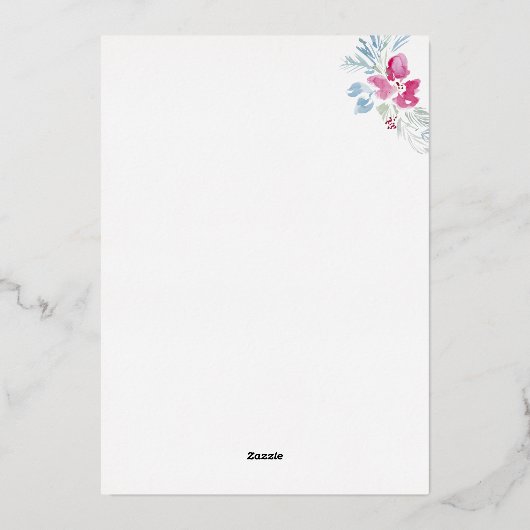 Vrolijk kerstroze blauwe Waterverf ventilator Wrea Folie Feestdagenkaart (Achterkant)