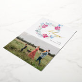 Vrolijk kerstroze blauwe Waterverf ventilator Wrea Folie Feestdagenkaart (Gedraaid)