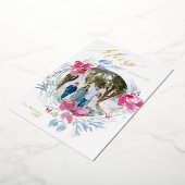 Vrolijk kerstroze blauwe Waterverf ventilator Wrea Folie Feestdagenkaart (Gedraaid)