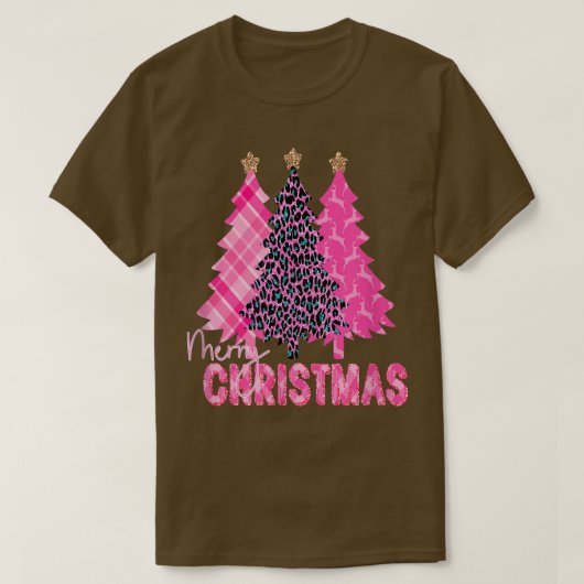 Vrolijk kerstroze bomen t-shirt (Design voorkant)
