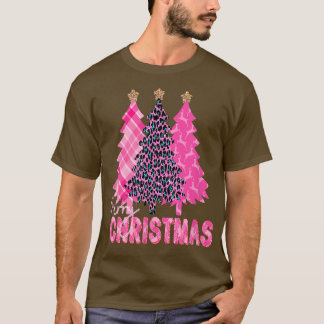 Vrolijk kerstroze bomen t-shirt