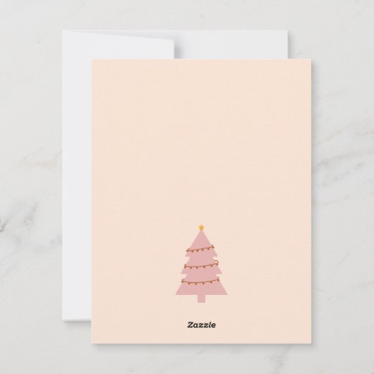 Vrolijk kerstroze boom feestdagenkaart (Achterkant)