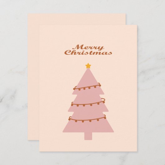 Vrolijk kerstroze boom feestdagenkaart (Voorkant / Achterkant)