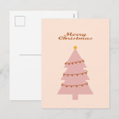 Vrolijk kerstroze boom feestdagenkaart (Voorkant / Achterkant)