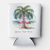 Vrolijk kerstroze flamingo gepersonaliseerd blik blikjeskoeler (Voorkant)