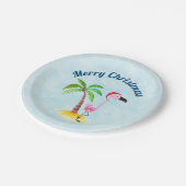 Vrolijk kerstroze flamingo in Santa Hat Papieren Bordje (Gekanteld)