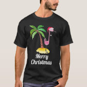 Vrolijk kerstroze flamingo in Santa Hat T-shirt (Voorkant)