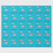 Vrolijk kerstroze flamingo met kerstmuts cadeaupapier (Vlak)