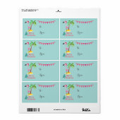 Vrolijk kerstroze flamingo met palmboom-cadeau etiket (Full Sheet)