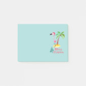 Vrolijk kerstroze flamingo met palmboom post-it® notes (Voorkant)