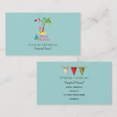 Vrolijk kerstroze flamingo met palmboom visitekaartje (Voorkant / Achterkant)