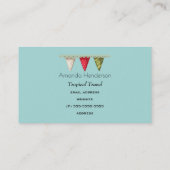 Vrolijk kerstroze flamingo met palmboom visitekaartje (Achterkant)