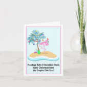 Vrolijk Kerstroze Flamingo Tropisch Eiland Feestdagen Kaart (Voorkant)