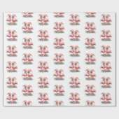 Vrolijk kerstroze flamingo's cadeaupapier (Vlak)
