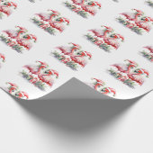 Vrolijk kerstroze flamingo's cadeaupapier (Hoek)