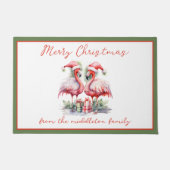 Vrolijk kerstroze flamingo's deurmat (Voorkant)