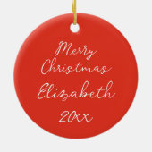 Vrolijk kerstroze flamingo's keramisch ornament (Achterkant)