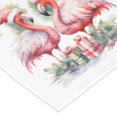 Vrolijk kerstroze flamingo's korte tafelloper (Hoek)