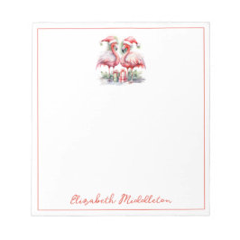 Vrolijk kerstroze flamingo's notitieblok