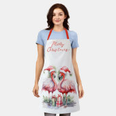 Vrolijk kerstroze flamingo's schort (Gedragen)