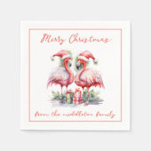 Vrolijk kerstroze flamingo's servet (Voorkant)