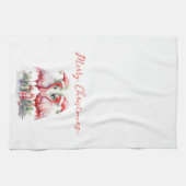 Vrolijk kerstroze flamingo's theedoek (Horizontaal)