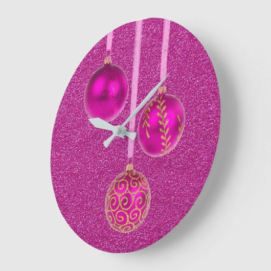 Vrolijk kerstroze Glitter Baubles Grote Klok (Hoek)