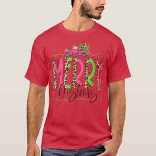 Vrolijk kerstroze kerstboom, roze vrachtwagen ch t-shirt