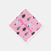 Vrolijk kerstroze kerstdecoratie servet (Hoek)