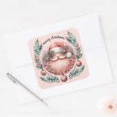 Vrolijk kerstroze kerstkrans vierkante sticker (Envelop)