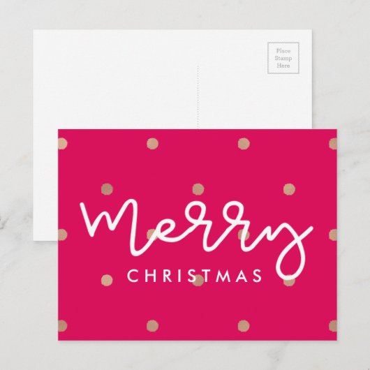 Vrolijk Kerstroze met Faux Gold Stippen Feestdagenkaart (Voorkant / Achterkant)
