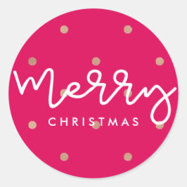Vrolijk kerstroze met gouden look Stippen Ronde Sticker