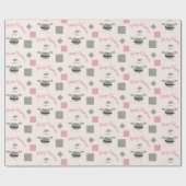 Vrolijk kerstroze moderne kerstman cadeaupapier (Vlak)