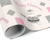 Vrolijk kerstroze moderne kerstman cadeaupapier (Rol Hoek)