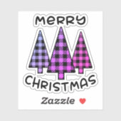 Vrolijk kerstroze Paarse geplakte kerstbomen Sticker (Vel)