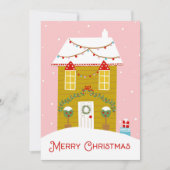 Vrolijk kerstroze peperkoek huis Kaart (Voorkant)