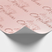 Vrolijk kerstroze roze roodbruin glitter Blush Scr Cadeaupapier (Hoek)