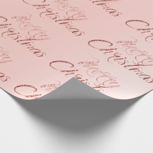 Vrolijk kerstroze roze roodbruin glitter Blush Scr Cadeaupapier (Hoek)